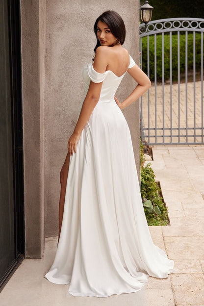 Off Shoulder Satin  Gown by Ladivine 7493W