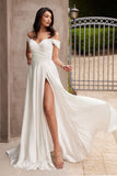 Off Shoulder Satin  Gown by Ladivine 7493W