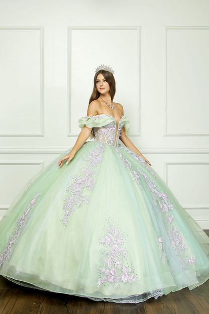 Off The Shoulder  Floral Embroidered  by Bella Princess Couture PQ1067