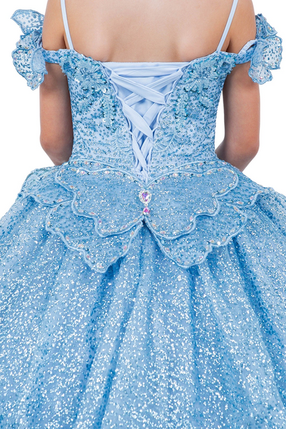 Off-the-shoulder ball gown with long sleeves for girls by-BLISS 8120x