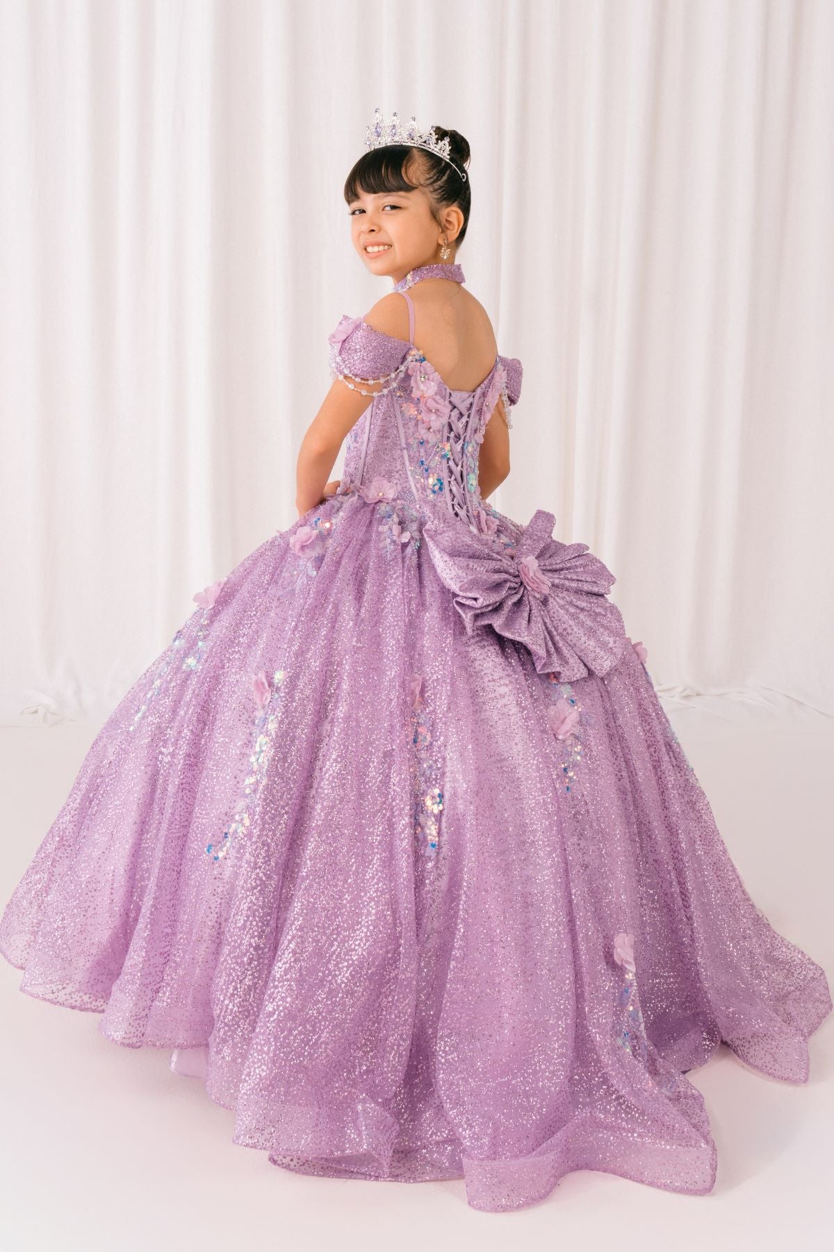 Off-Shoulder Glitter Ball Gown by Bliss  8415151
