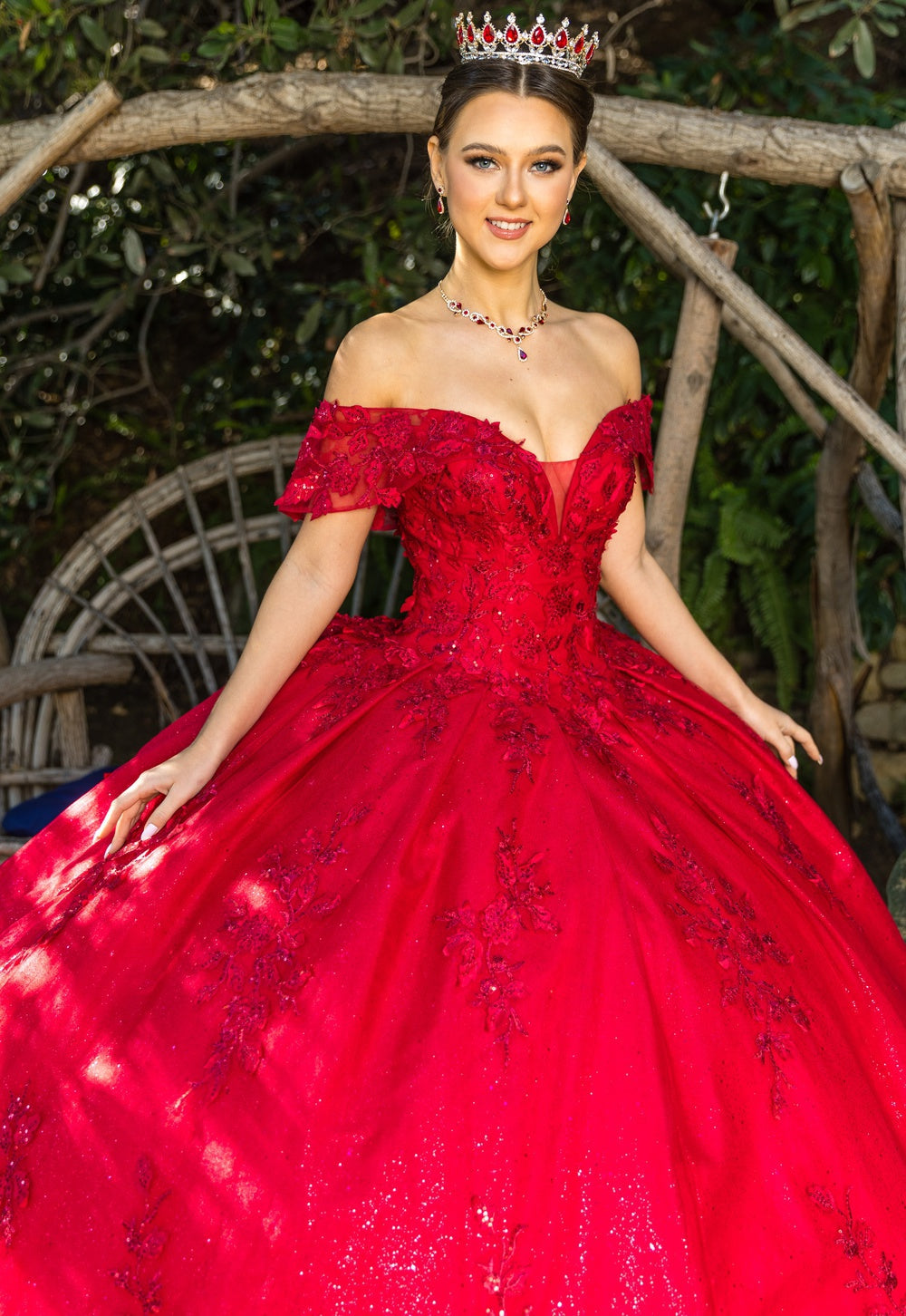 3D floral sequin applique glitter ball gown by Cinderella Couture 8045 J