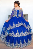 Mini Quince off-shoulder glitter tulle ball gown 3D floral | www.snkdress.com