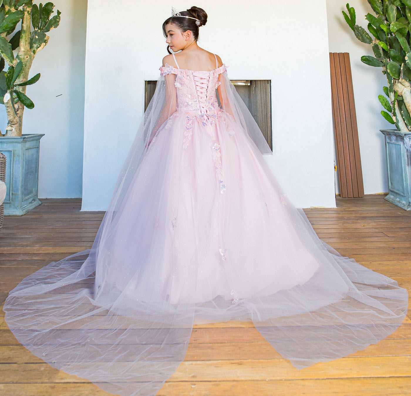 Mini Quince 3D Floral Off-Shoulder Glitter  Dress by Bliss 8075