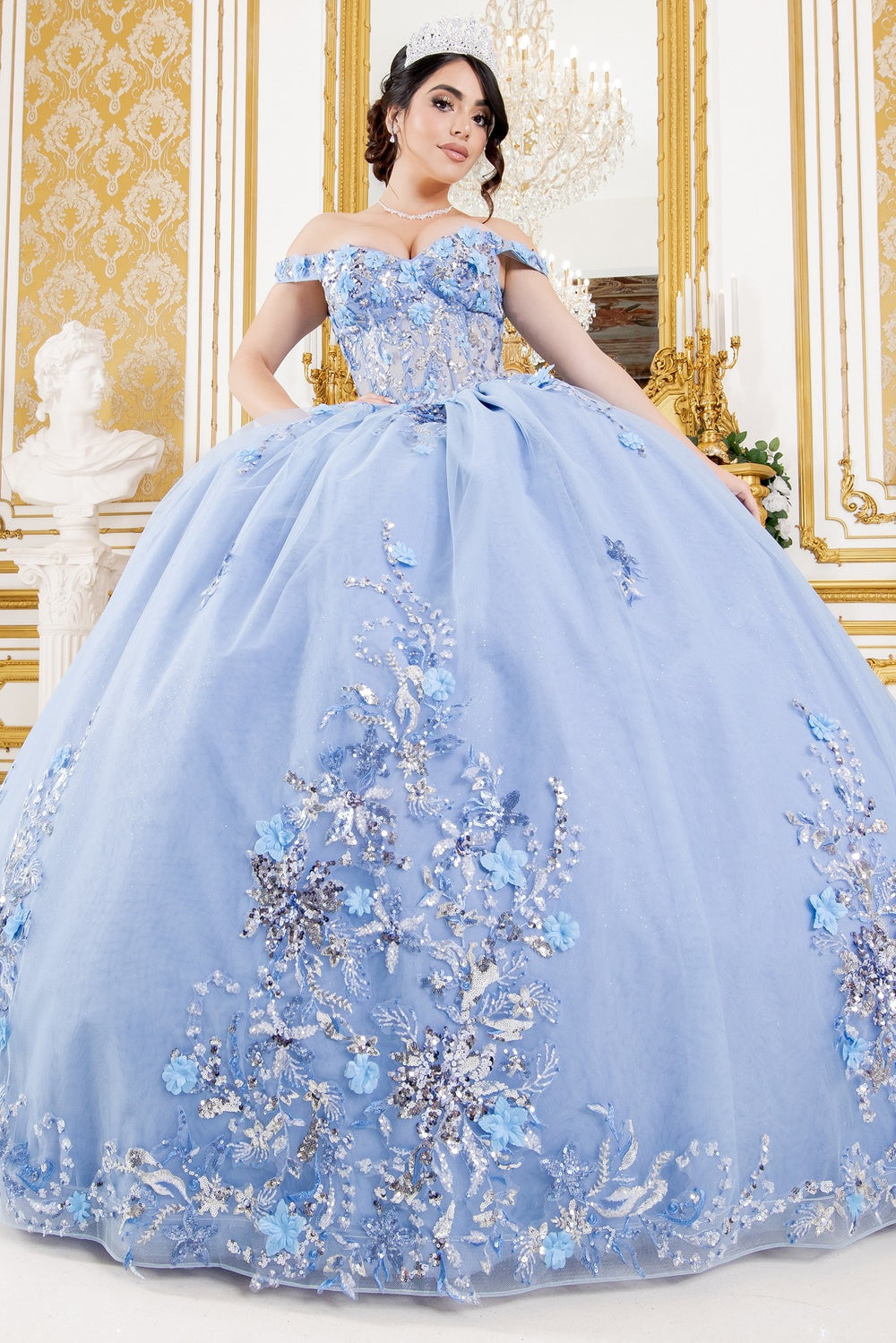 3D Applique Ball Gown by Cinderella Couture 8125J