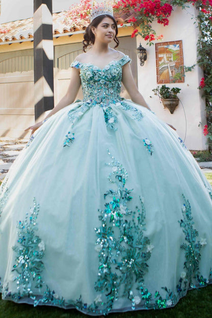 3D Applique Ball Gown by Cinderella Couture 8125J