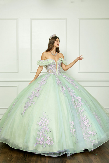 Off The Shoulder  Floral Embroidered  by Bella Princess Couture PQ1067