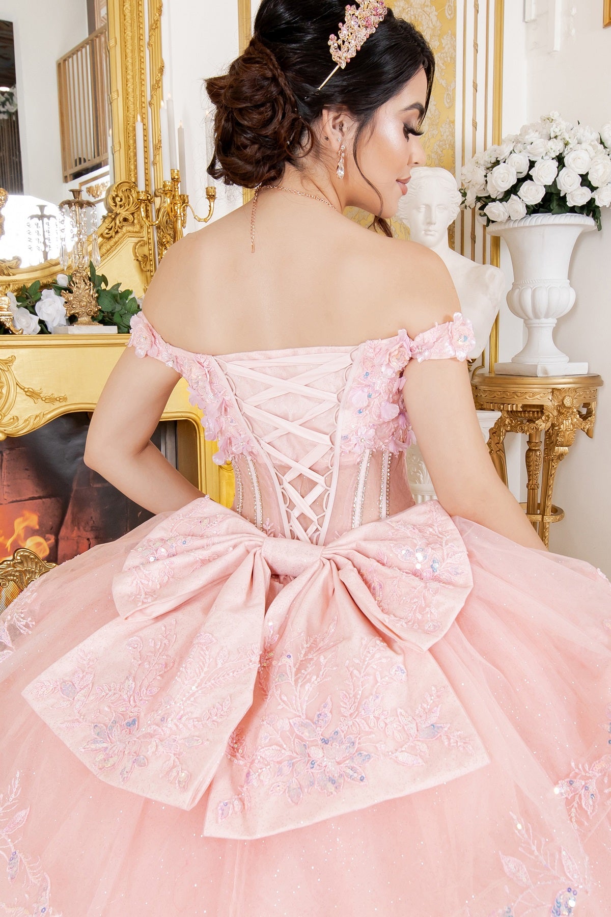 Sweetheart Embroidered Tiered Skirt w/Detachable Big Bow by Cinderella Couture 8160J