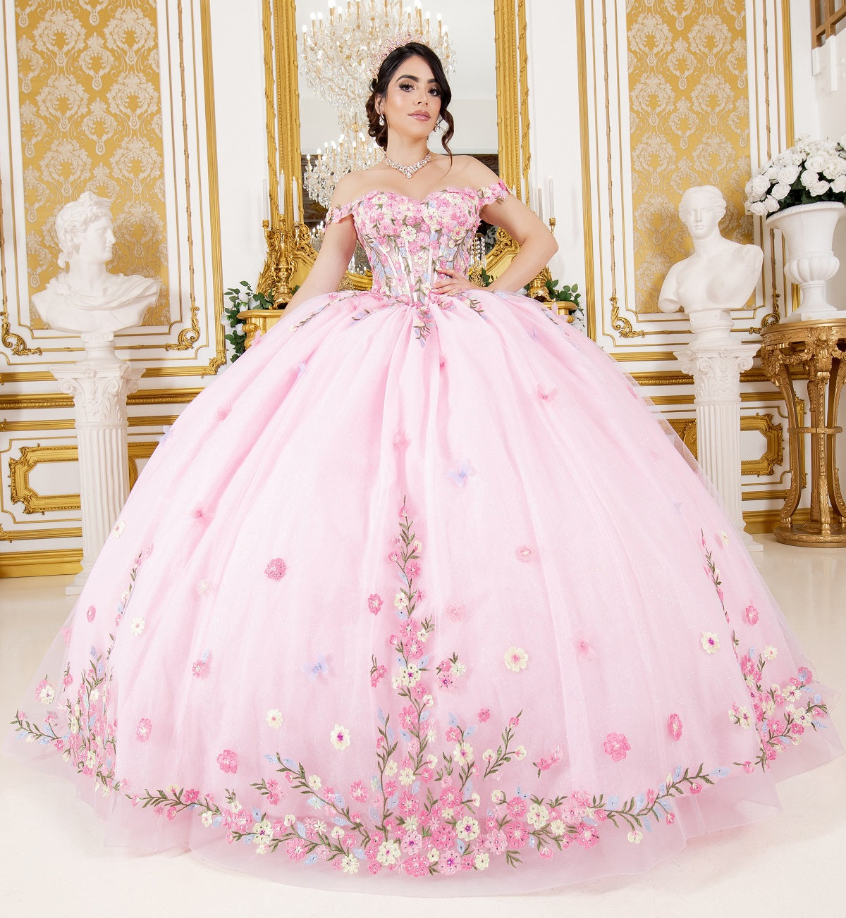 Multicolor Embroidery Quinceanera Dress by Cinderella Couture 8260J