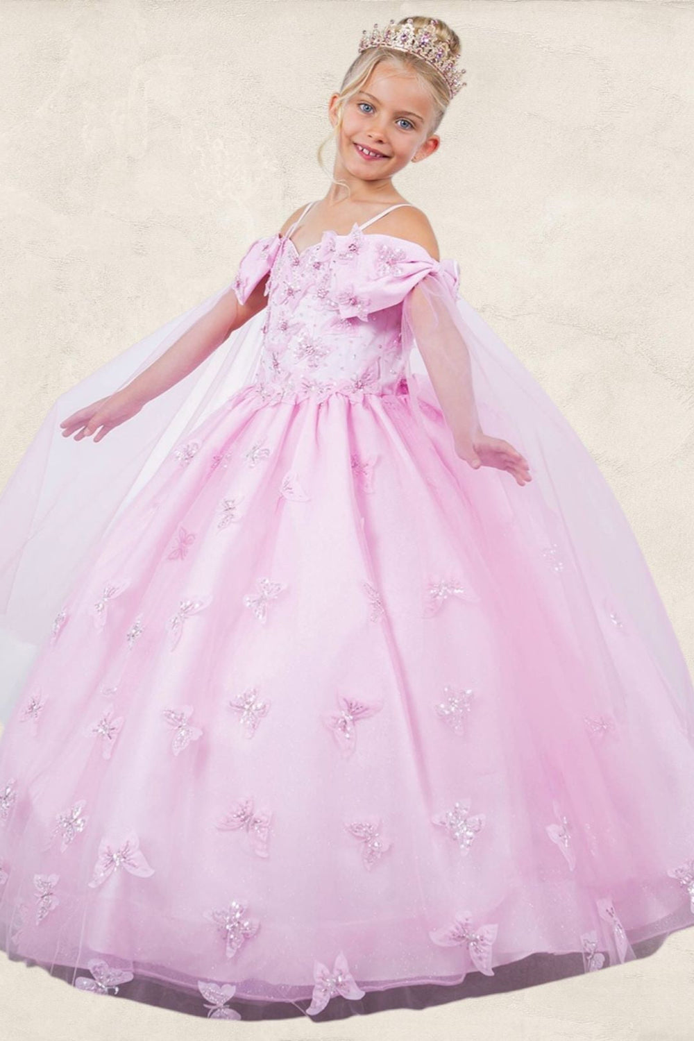 Mini Daisy Embroidered Gown with Bow – Style 8260.