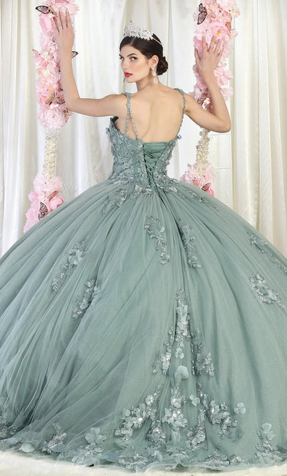 3D Floral Appliques Ball gown By May Queen LK159