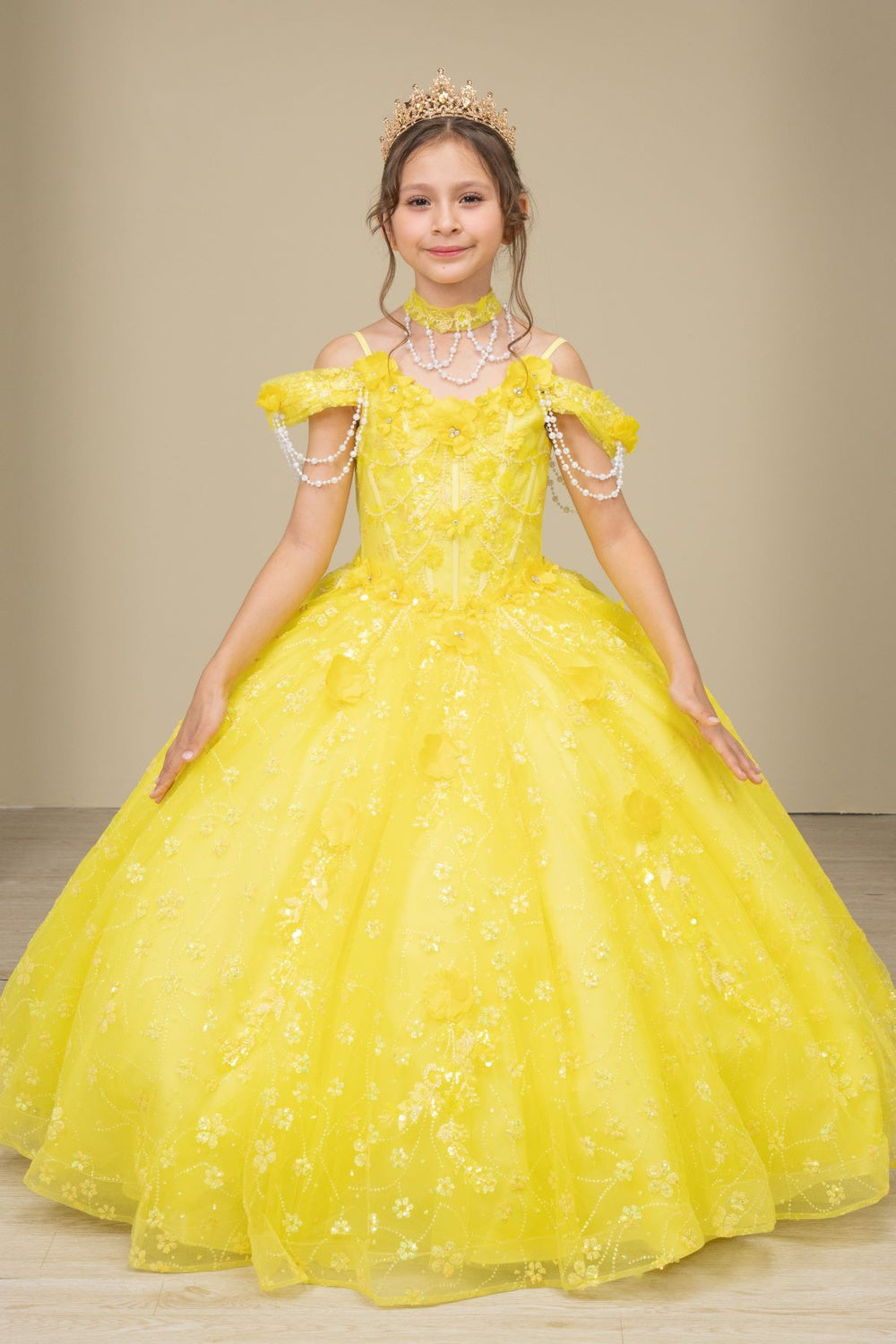 Off-Shoulder Glitter Ball Gown by Bliss  8415151