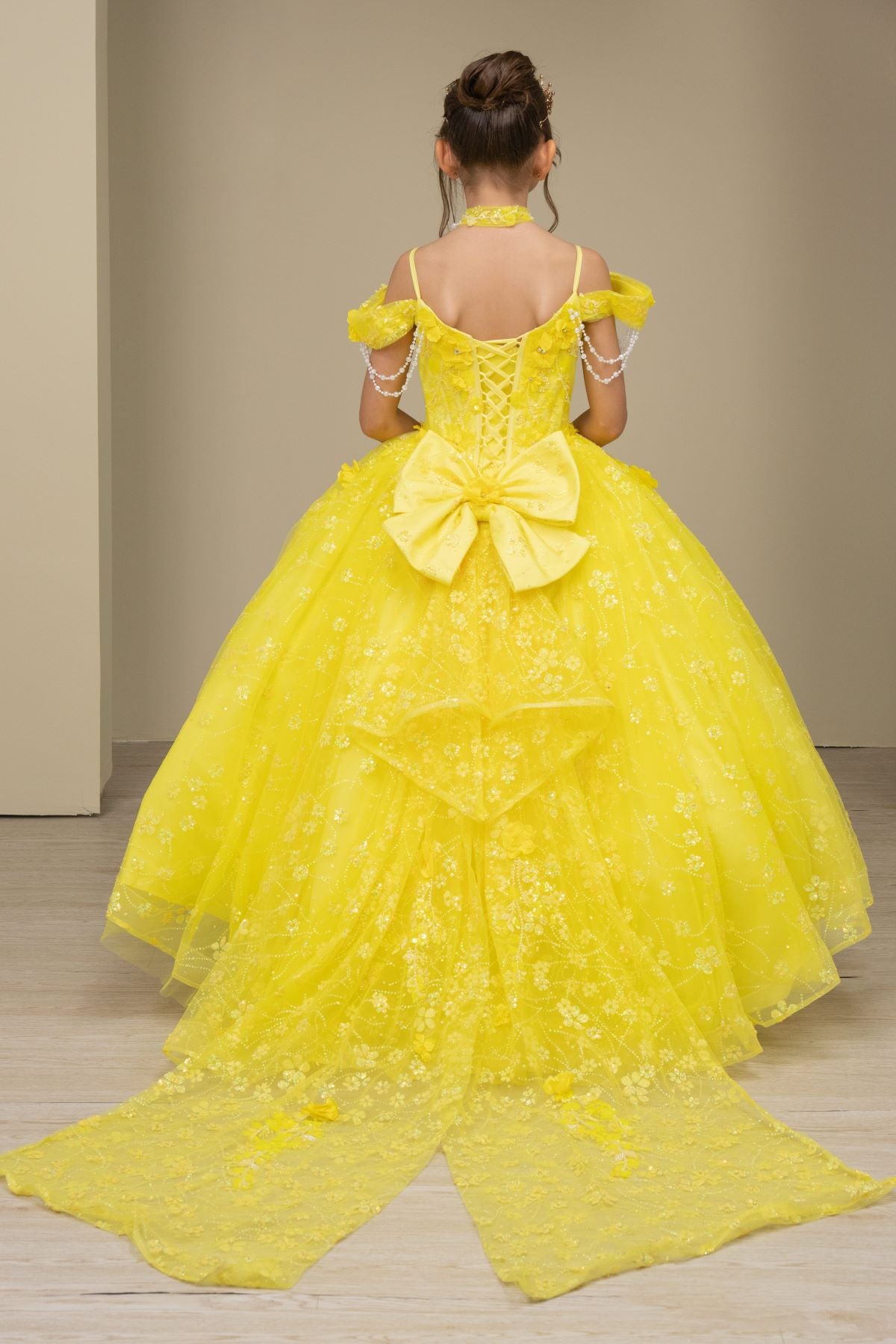 Off-Shoulder Glitter Ball Gown by Bliss  8415151