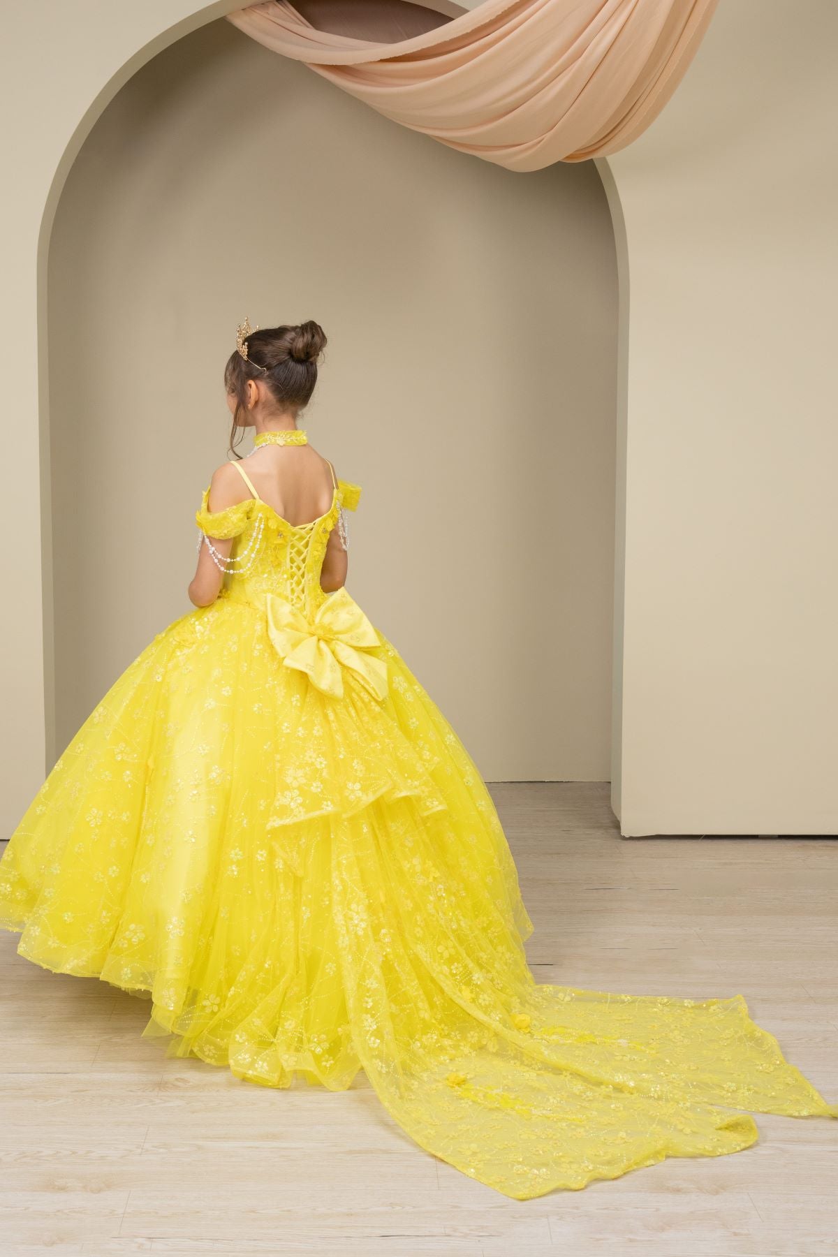 Off-Shoulder Glitter Ball Gown by Bliss  8415151