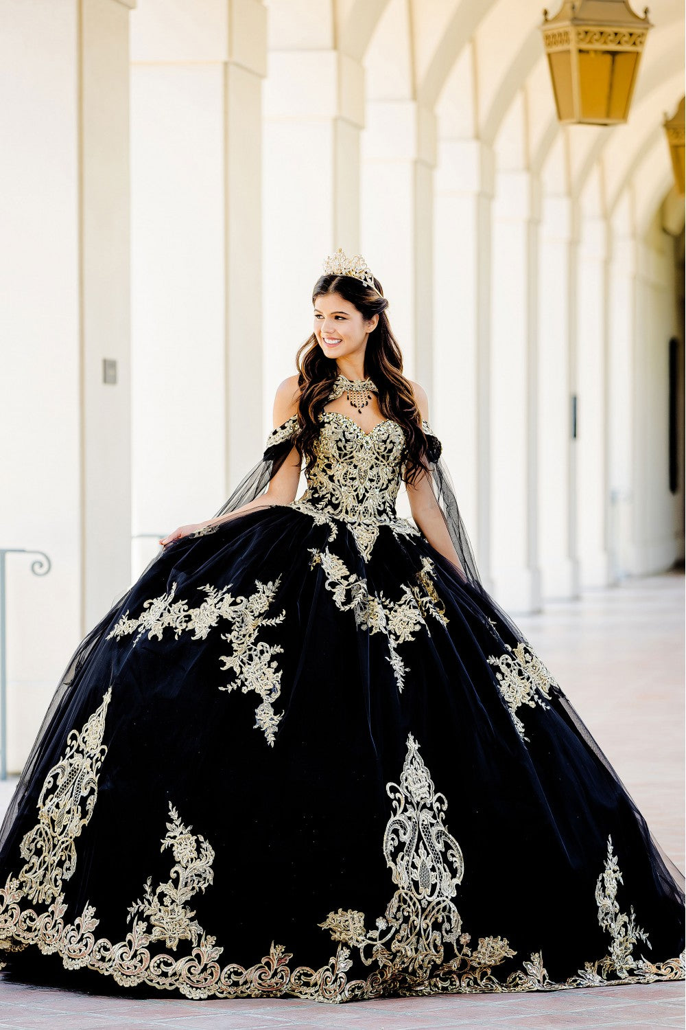 Strapless Quinceañera Dress with Cape by Bella Princess PQ1016