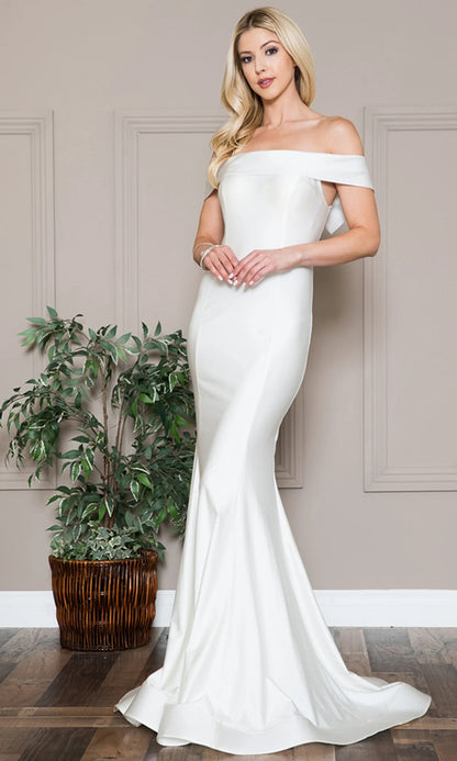 Off-the-Shoulder Sleek Simple  Long  Dress By Amelia Couture 373