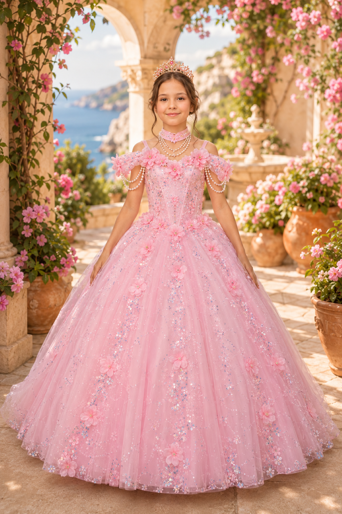 Off-Shoulder Glitter Ball Gown by Bliss  8415151
