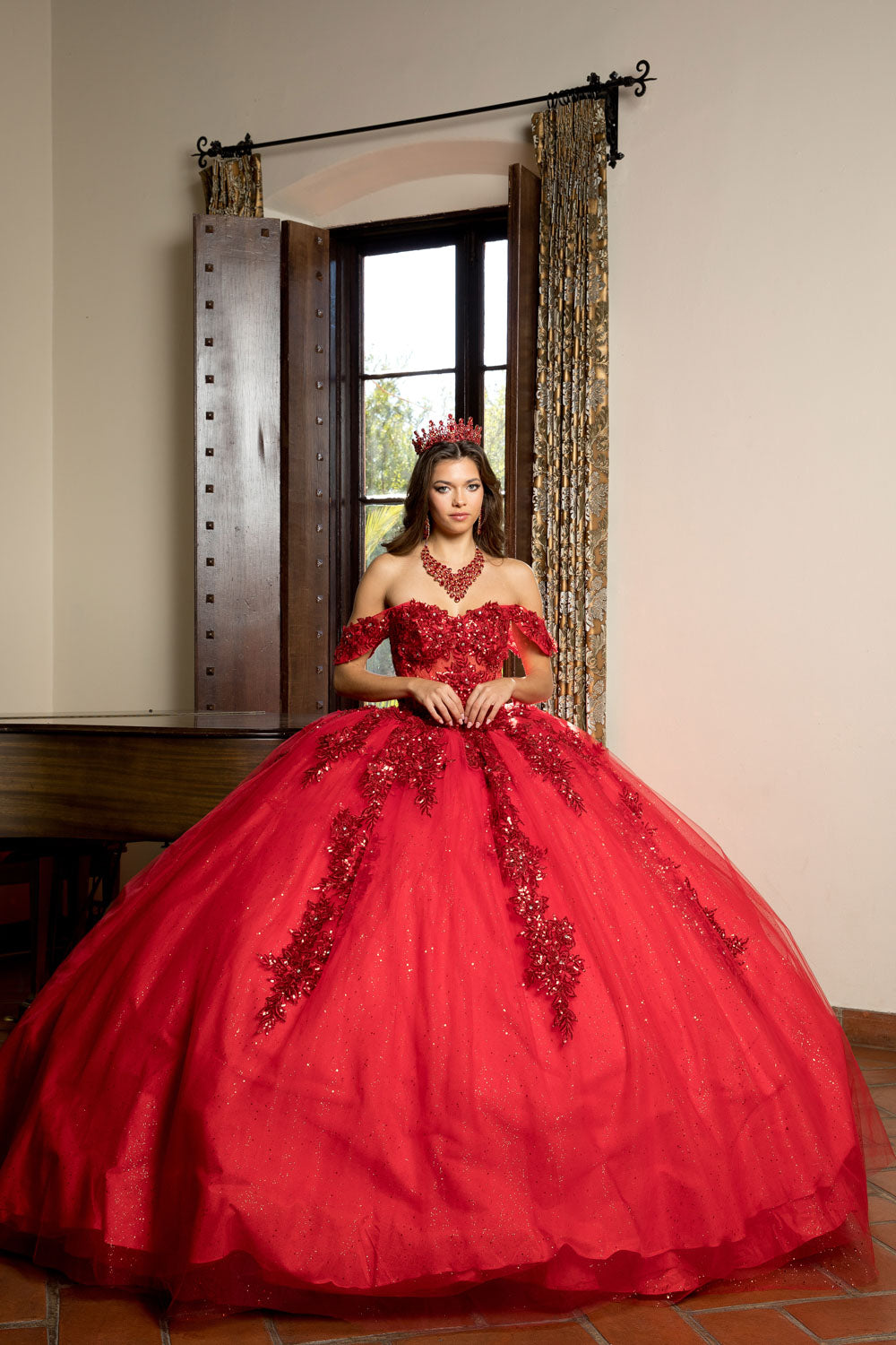 Off-Shoulder Ball gown with Lace by Bella Princess PQ1070