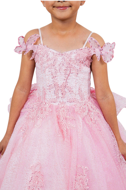 Off-the-shoulder ball gown with long sleeves for girls by-BLISS 8120x