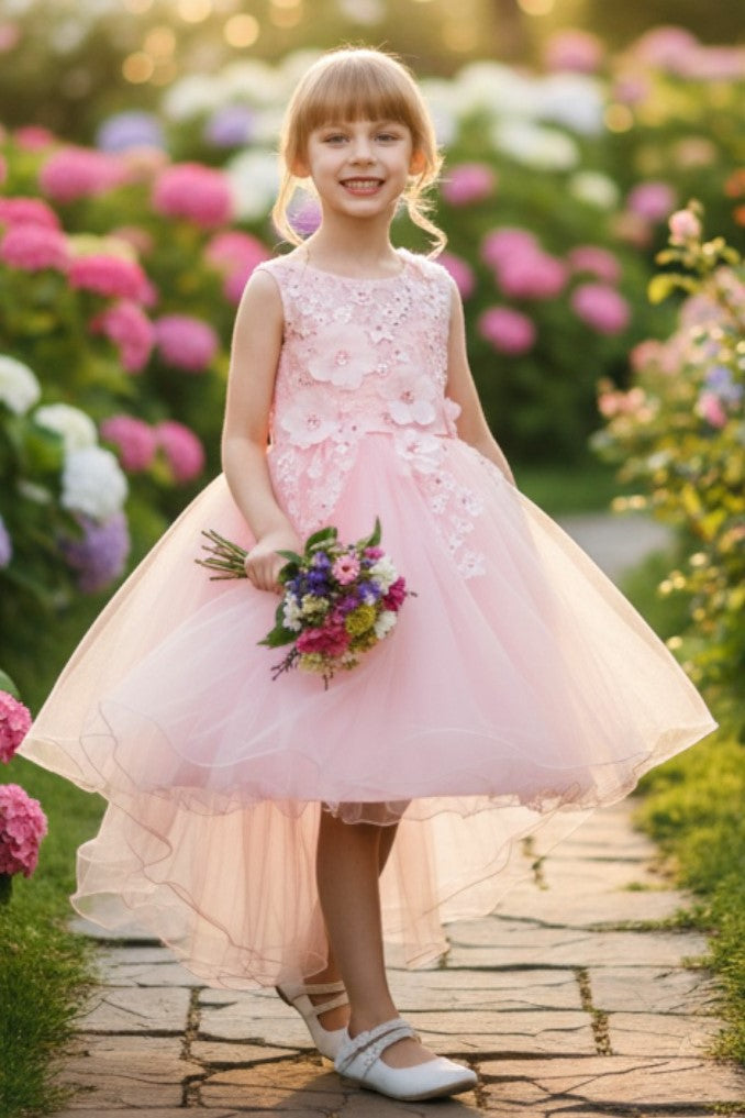 Tulle Kids Dress by Cinderella Couture 9038 Taupe | www.snkdress.com