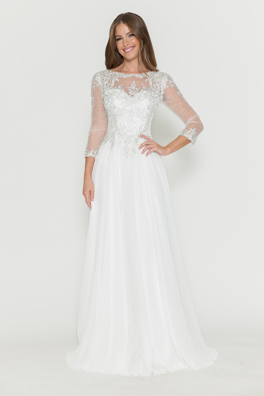 Embroidered Sweetheart Chiffon Long Dress by Lenovia B-817182