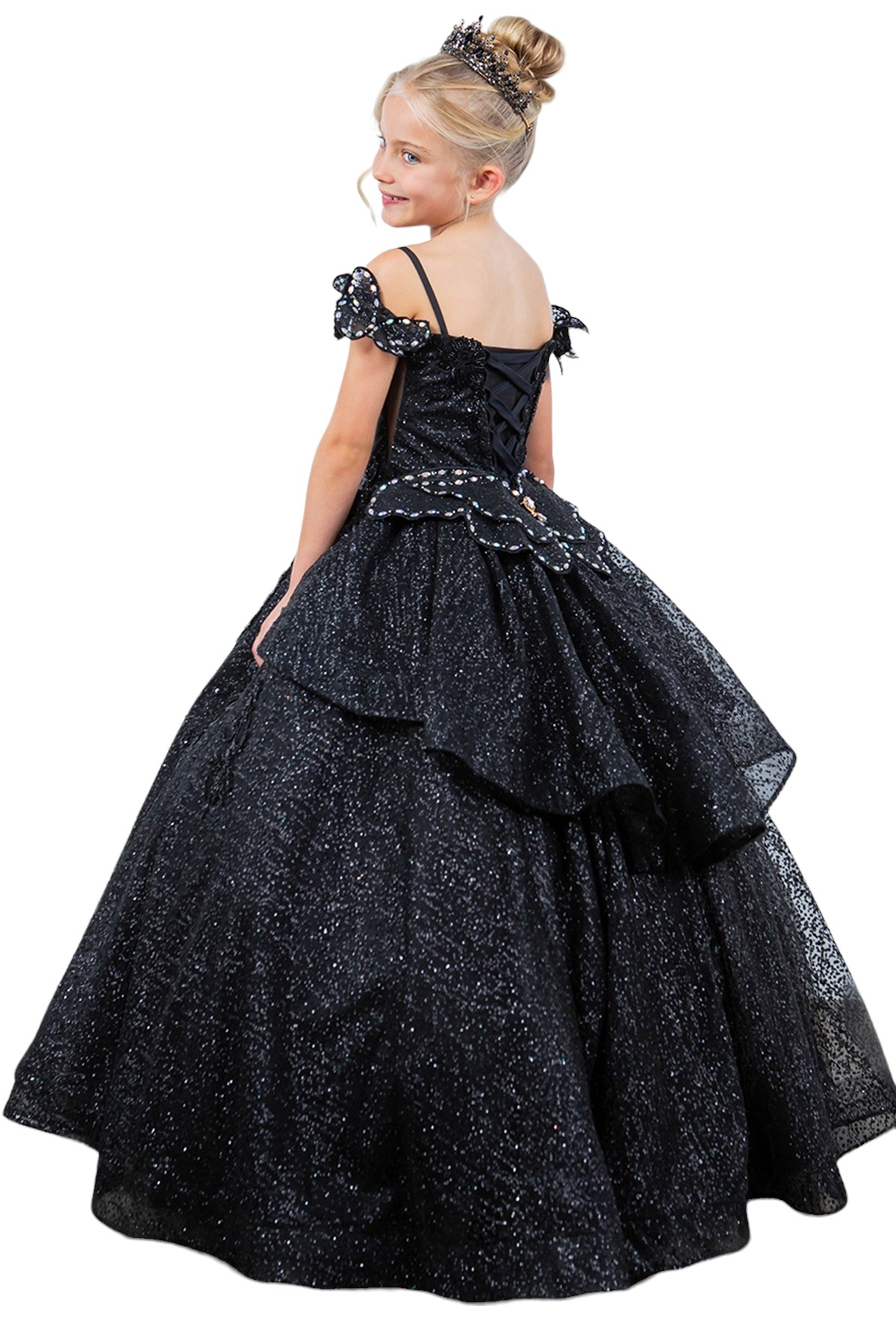 Off-the-shoulder ball gown with long sleeves for girls by-BLISS 8120x