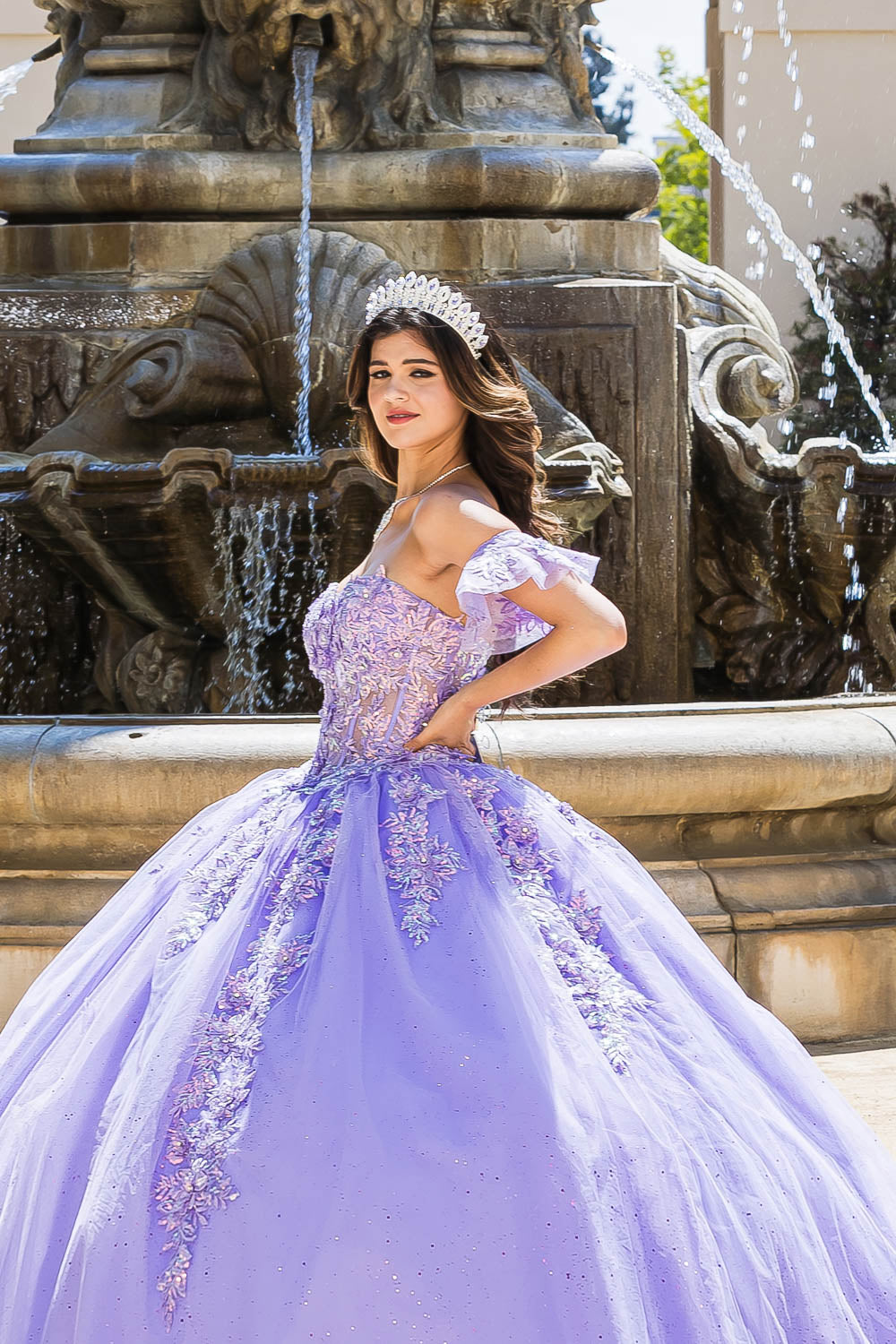 Sweetheart 3D Floral Glitter Quince Dress by Bella Princess Couture PQ1026
