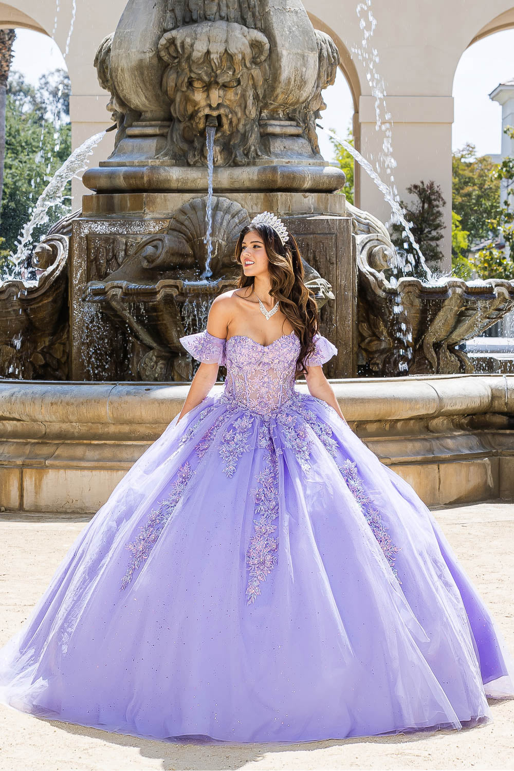 Sweetheart 3D Floral Glitter Quince Dress by Bella Princess Couture PQ1026