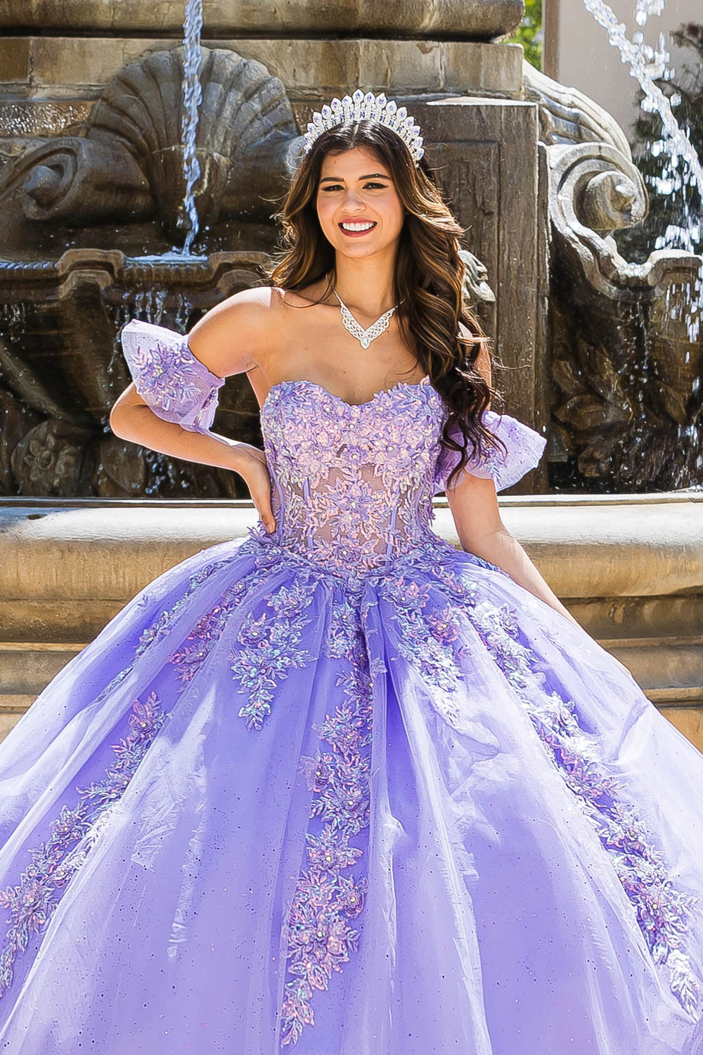 Sweetheart 3D Floral Glitter Quince Dress by Bella Princess Couture PQ1026