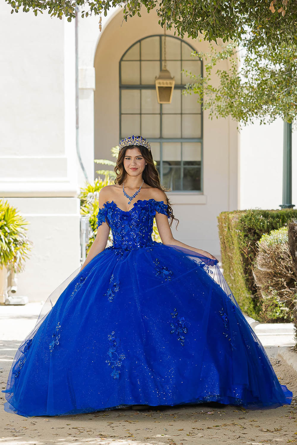 Royal blue off shoulder Quince PQ1028