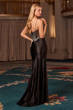 Beaded Corset Satin Gown by  Ladivine CC408