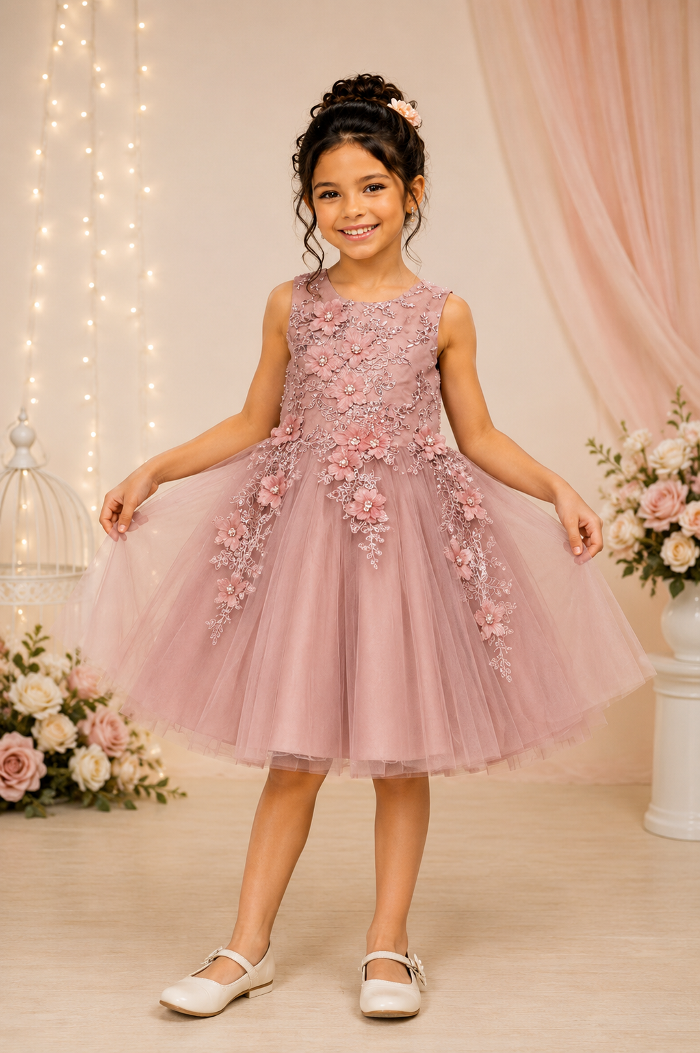 Lace Bodice Tulle Kids Dress by Cinderella Couture 9040