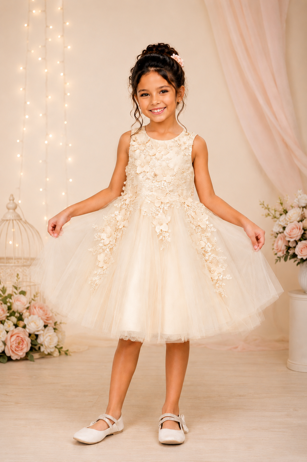 Lace Bodice Tulle Kids Dress by Cinderella Couture 9040