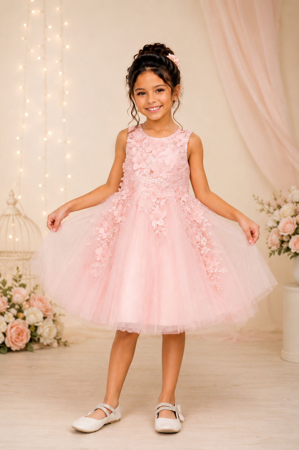 Lace Bodice Tulle Kids Dress by Cinderella Couture 9040