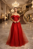 Off-shoulder tulle evening gown by JoyCollection style 10304 | www.snkdress.com