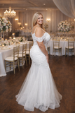 Sparkling lace sequin mermaid wedding dress by Joy Collection style 40197W | www.snkdress.com