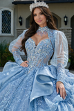 Quinceañera Ball Gown with Satin Ruffle Tail by Elizabeth K GL3806387