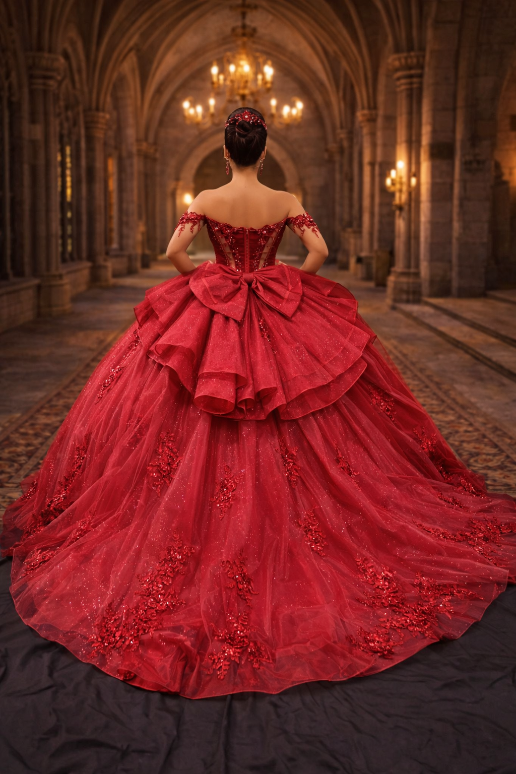 Off-Shoulder Corset Quinceañera Gown by SNKDRESS CC3132372