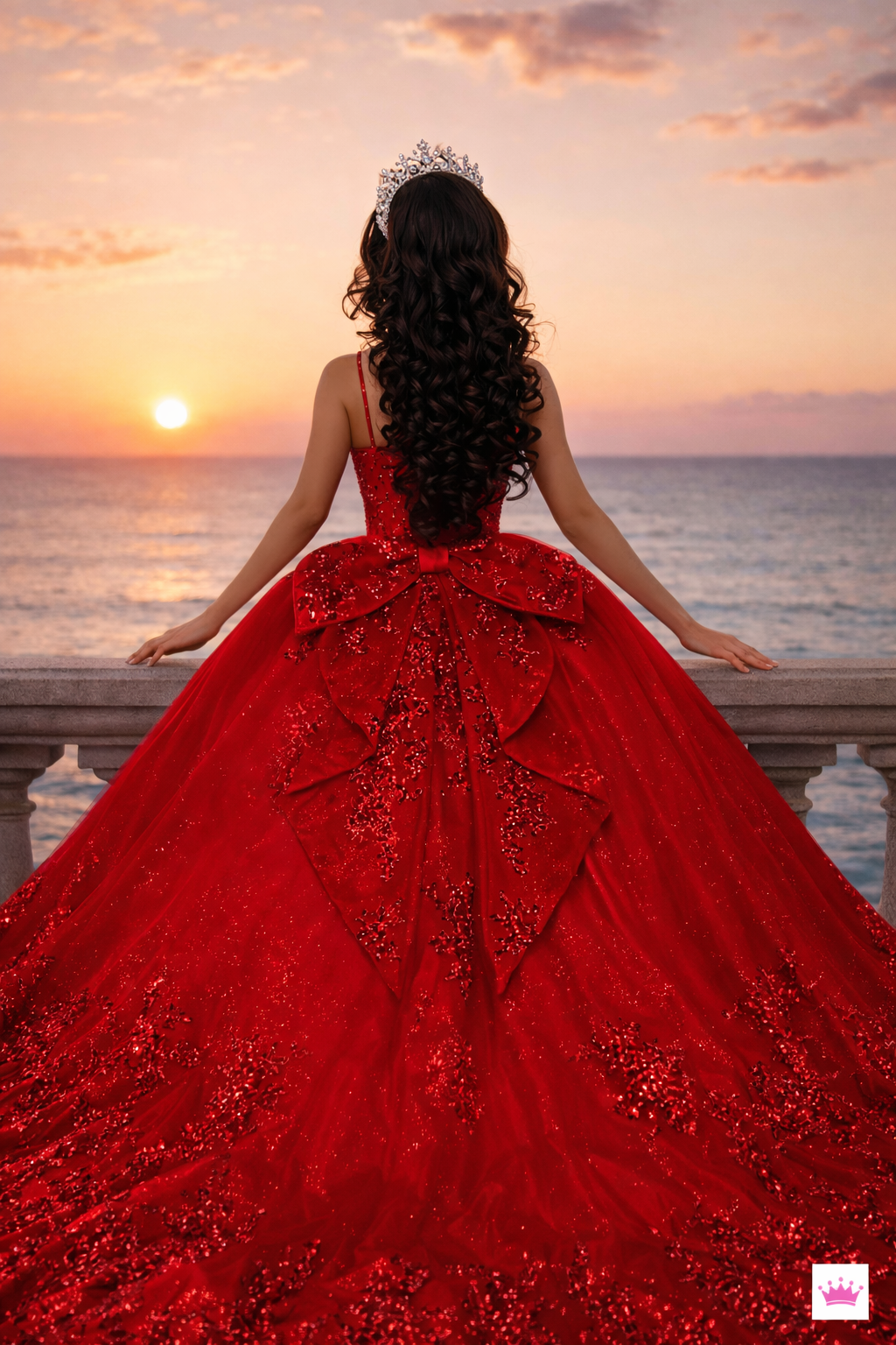 Red Crystal Quinceañera Ball Gown by Royal Collection LP287398
