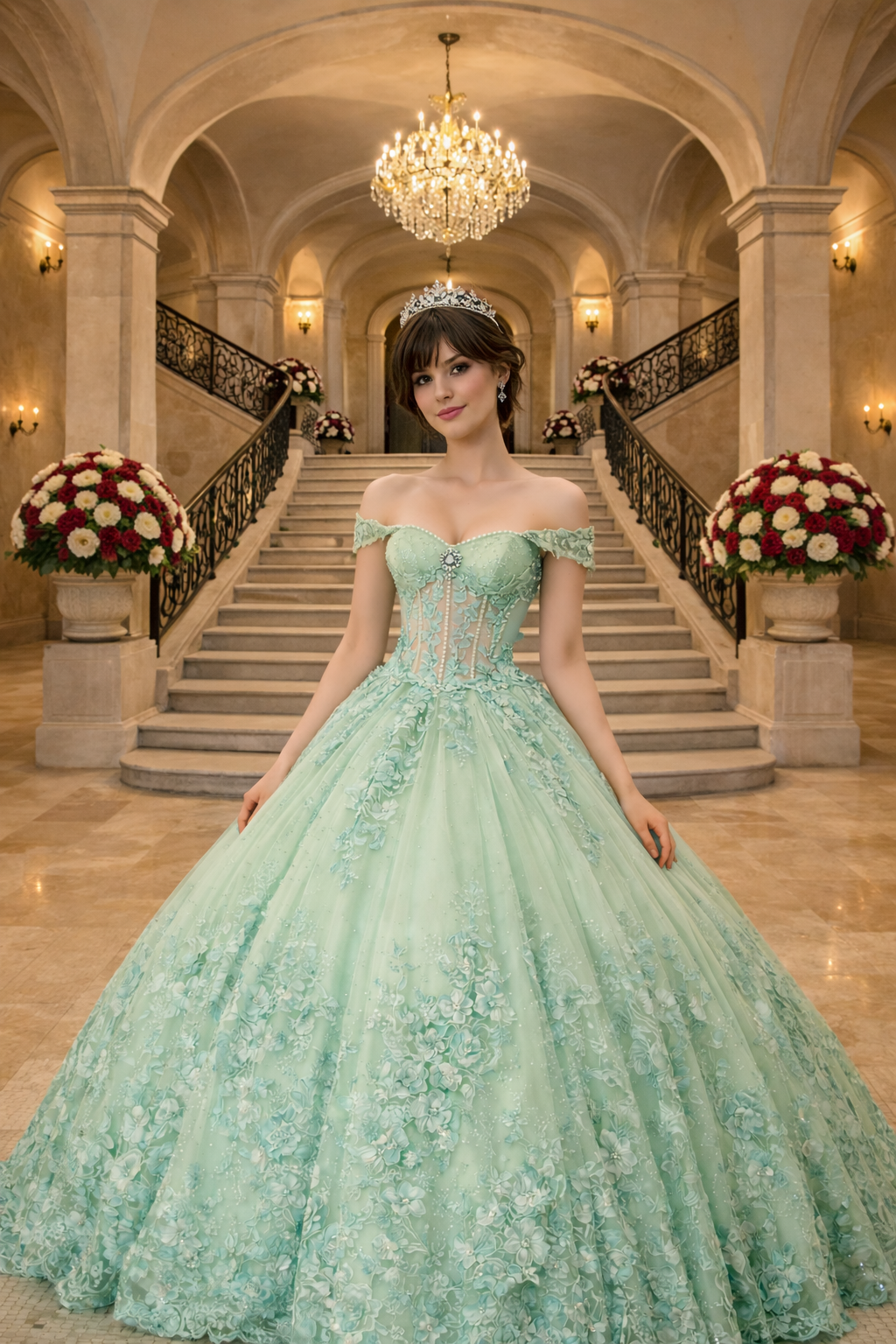 Off-Shoulder  Quinceanera Ball Gown by Queen Collection 5065307