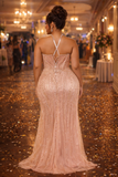 Halter Cutout Beaded Fitted Gown by Ladivine CC416C