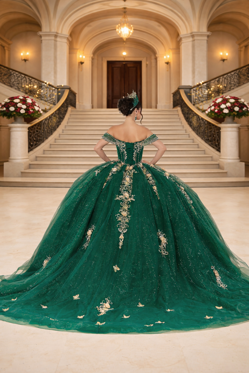 Off-Shoulder  Quinceanera Ball Gown by Queen Collection 5060421