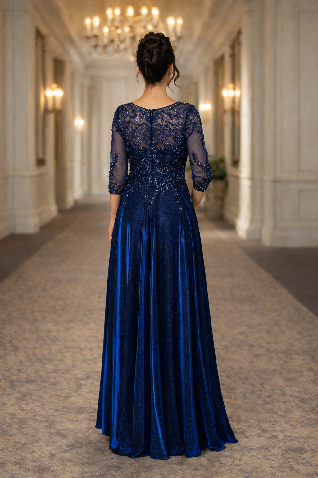 Metallic A-Line Gown with Sleeves by Eva Collection 5303 | SNKDRESS SNK Dress Metallic A-Line Gown with Sleeves by Eva Collection 5303 | SNKDRESS SNK Dress