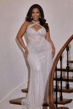 Halter Cutout Beaded Fitted Gown by Ladivine CC416C