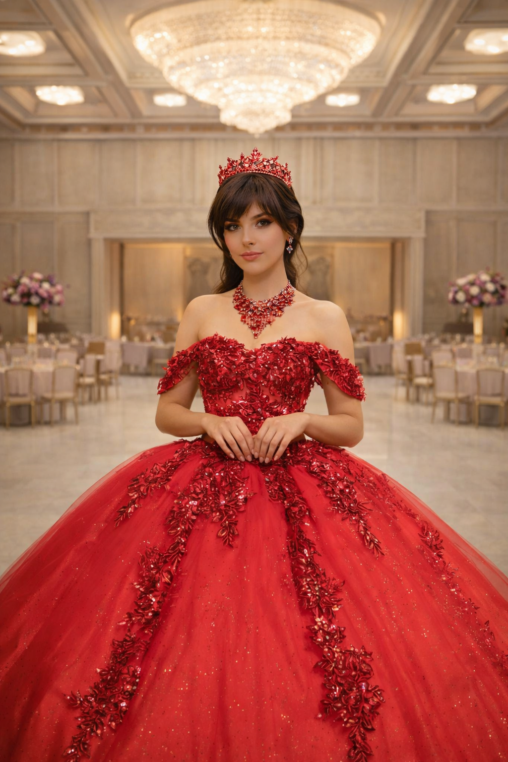 Off-Shoulder Ball gown with Lace by Bella Princess PQ1070288