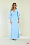 Royal Collection MQ1831 Tulip Sleeve V-Neck Long Dress | SNKDRESS