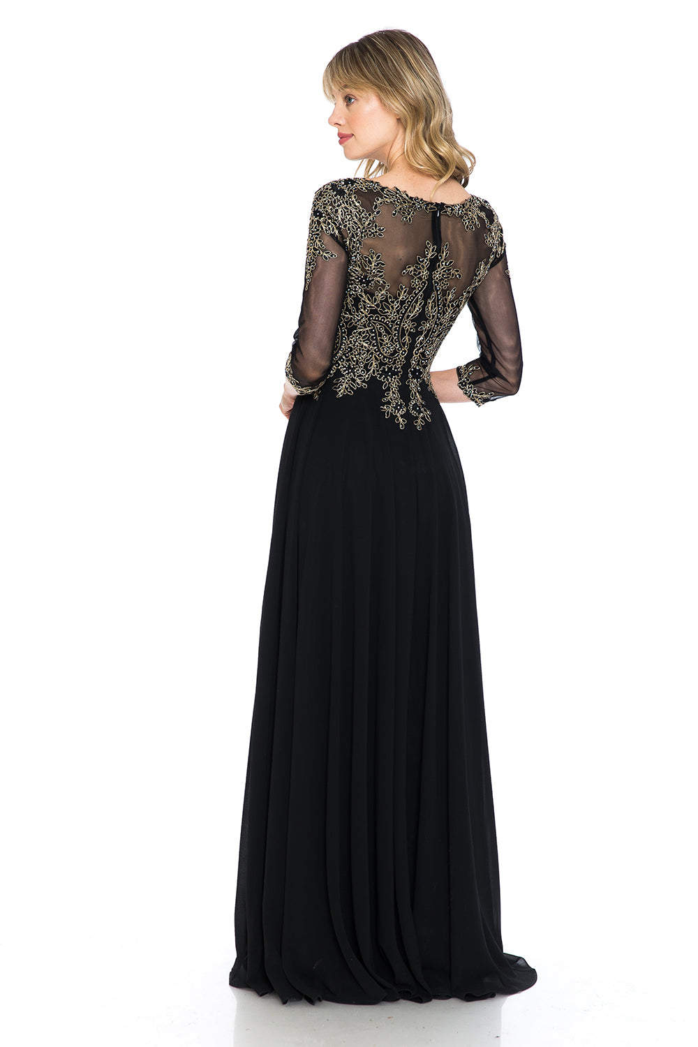 Embroidered Sweetheart Chiffon Long Dress by Lenovia 8171