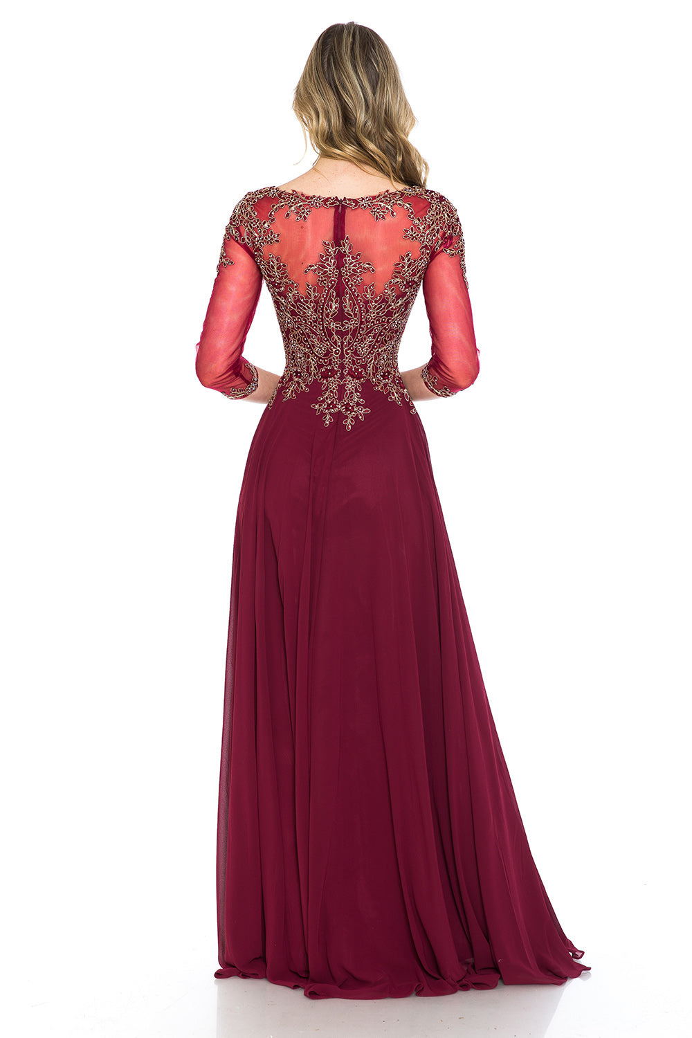 Embroidered Sweetheart Chiffon Long Dress by Lenovia 8171