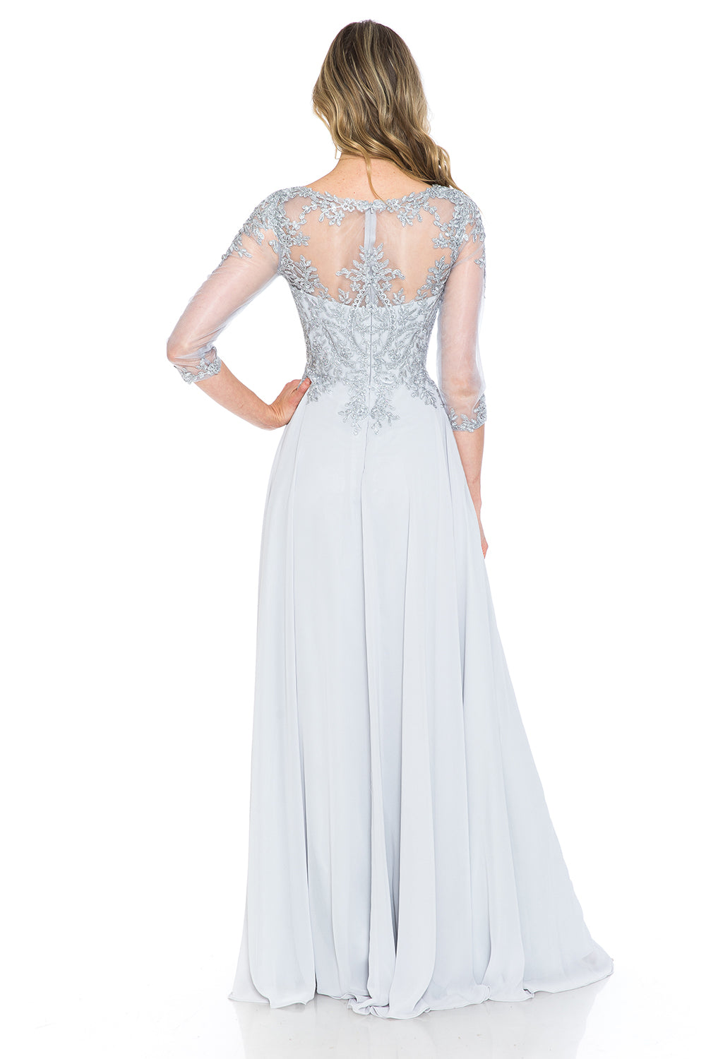 Embroidered Sweetheart Chiffon Long Dress by Lenovia 8171