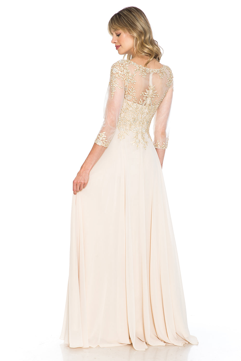 Embroidered Sweetheart Chiffon Long Dress by Lenovia 8171